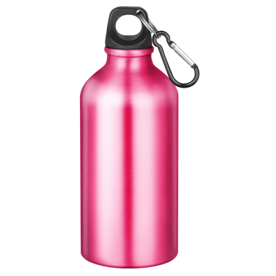 ACTION ALUMINIUM METAL WATER BOTTLE with Carabiner Clip - 550Ml Pink