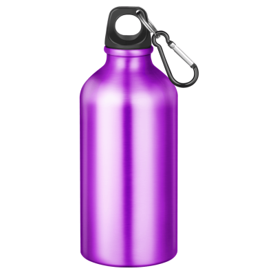 ACTION ALUMINIUM METAL WATER BOTTLE with Carabiner Clip - 550Ml Purple