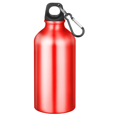 ACTION ALUMINIUM METAL WATER BOTTLE with Carabiner Clip - 550Ml Red