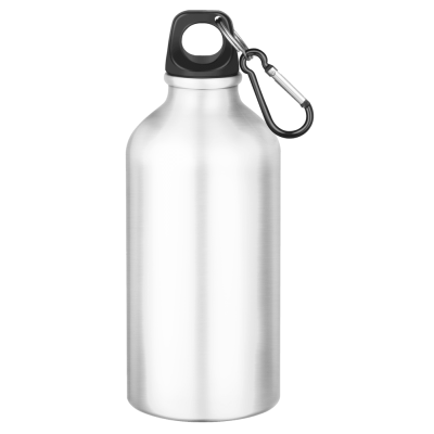 ACTION ALUMINIUM METAL WATER BOTTLE with Carabiner Clip - 550Ml White