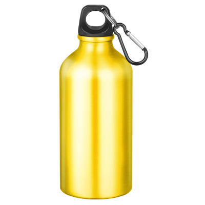 ACTION ALUMINIUM METAL WATER BOTTLE with Carabiner Clip - 550Ml Yellow