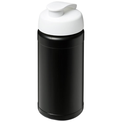 BASELINE® PLUS 500 ML FLIP LID SPORTS BOTTLE in Solid Black & White