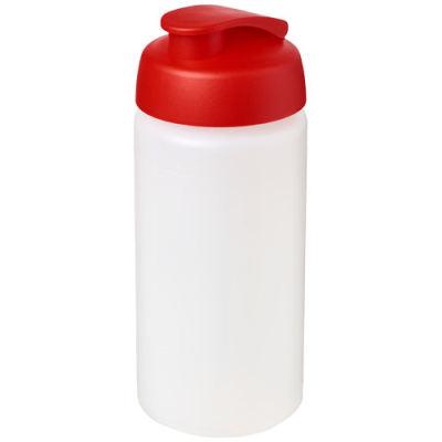 BASELINE® PLUS GRIP 500 ML FLIP LID SPORTS BOTTLE in Transparent & Red