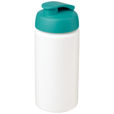 BASELINE® PLUS GRIP 500 ML FLIP LID SPORTS BOTTLE in White & Aqua