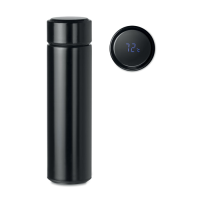 BOTTLE with Touch Thermometer in Black