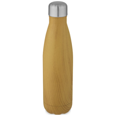 COVE 500 ML VACUUM THERMAL INSULATED STAINLESS STEEL METAL BOTTLE with Wood Print