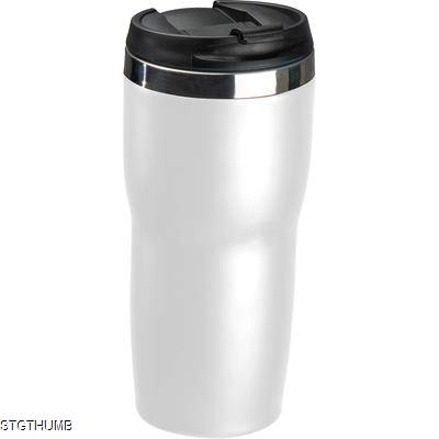 DOUBLE WALL STAINLESS STEEL METAL DRINK BOTTLE in White