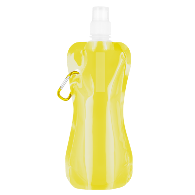 FOLDING FLEXI WATER BOTTLE with Carabiner Clip - 400Ml Yellow