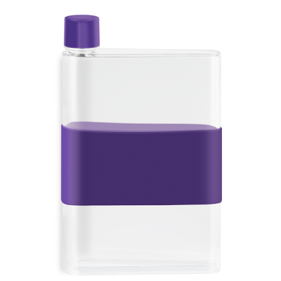 GENIE NOTE BOTTLE with Silicon Band - 420Ml Transparent & Purple