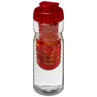 H2O ACTIVE® BASE 650 ML FLIP LID SPORTS BOTTLE & INFUSER in Clear Transparent & Red