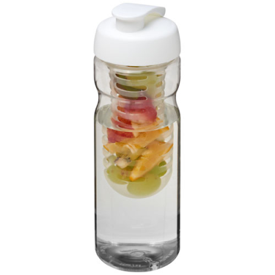 H2O ACTIVE® BASE 650 ML FLIP LID SPORTS BOTTLE & INFUSER in Clear Transparent & White