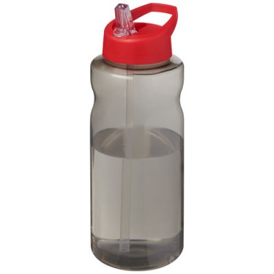 H2O ACTIVE® ECO BIG BASE 1 LITRE SPOUT LID SPORTS BOTTLE in Charcoal & Red