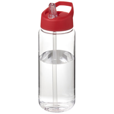 H2O ACTIVE® OCTAVE TRITAN™ 600 ML SPOUT LID SPORTS BOTTLE in Clear Transparent Clear & Red