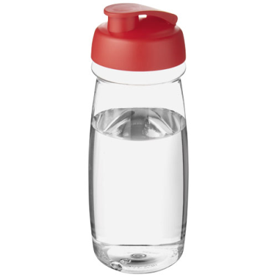 H2O ACTIVE® PULSE 600 ML FLIP LID SPORTS BOTTLE in Clear Transparent & Red