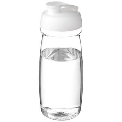 H2O ACTIVE® PULSE 600 ML FLIP LID SPORTS BOTTLE in Clear Transparent & White