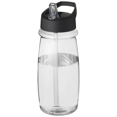 H2O ACTIVE® PULSE 600 ML SPOUT LID SPORTS BOTTLE in Clear Transparent & Solid Black