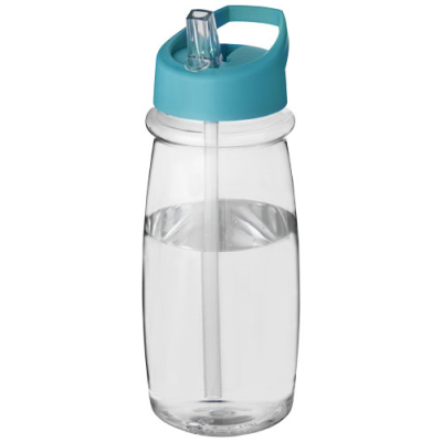 H2O ACTIVE® PULSE 600 ML SPOUT LID SPORTS BOTTLE in Transparent & Aqua Blue