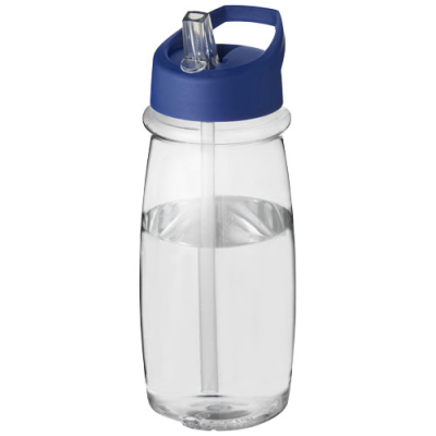 H2O ACTIVE® PULSE 600 ML SPOUT LID SPORTS BOTTLE in Transparent & Blue