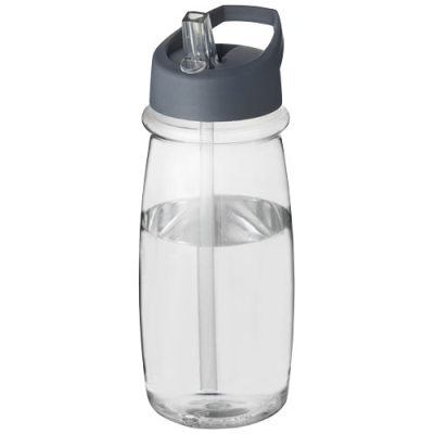 H2O ACTIVE® PULSE 600 ML SPOUT LID SPORTS BOTTLE in Transparent & Storm Grey