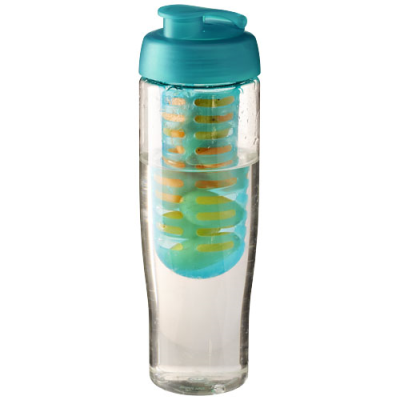 H2O ACTIVE® TEMPO 700 ML FLIP LID SPORTS BOTTLE & INFUSER in Clear Transparent & Aqua Blue