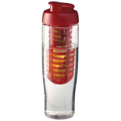 H2O ACTIVE® TEMPO 700 ML FLIP LID SPORTS BOTTLE & INFUSER in Clear Transparent & Red