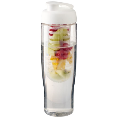 H2O ACTIVE® TEMPO 700 ML FLIP LID SPORTS BOTTLE & INFUSER in Clear Transparent & White