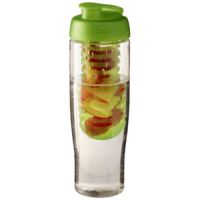 H2O ACTIVE® TEMPO 700 ML FLIP LID SPORTS BOTTLE & INFUSER in Transparent & Lime