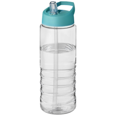 H2O ACTIVE® TREBLE 750 ML SPOUT LID SPORTS BOTTLE in Transparent & Aqua Blue