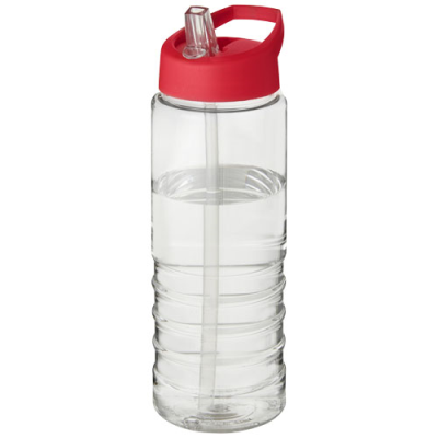 H2O ACTIVE® TREBLE 750 ML SPOUT LID SPORTS BOTTLE in Transparent & Red