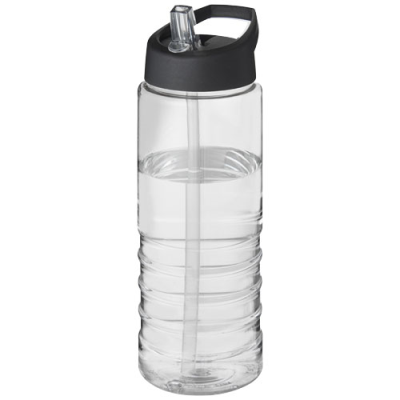 H2O ACTIVE® TREBLE 750 ML SPOUT LID SPORTS BOTTLE in Transparent & Solid Black