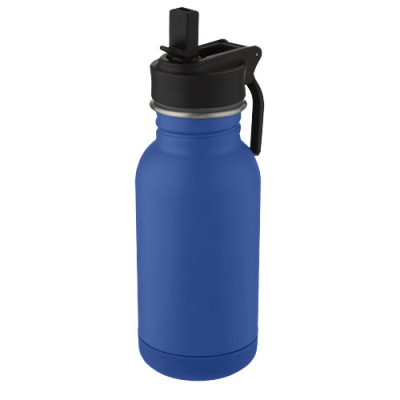 LINA 400 ML STAINLESS STEEL METAL SPORTS BOTTLE with Straw & Loop in Navy