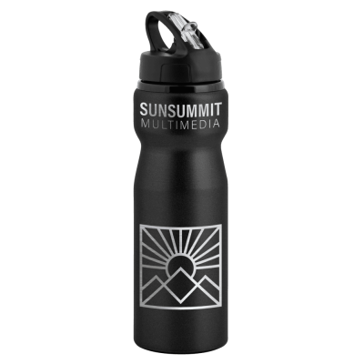 NOVA ALUMINIUM METAL WATER BOTTLE with Flip Sipper Lid - 750Ml Black