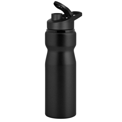 NOVA ALUMINIUM METAL WATER BOTTLE with Snap Cap Lid - 750Ml Black