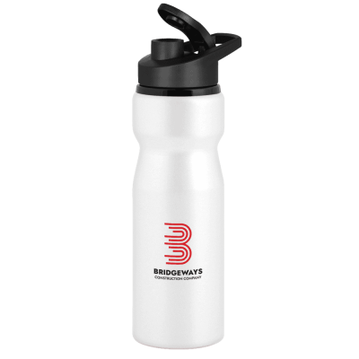 NOVA ALUMINIUM METAL WATER BOTTLE with Snap Cap Lid - 750Ml White