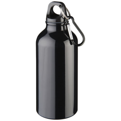 OREGON 400 ML ALUMINIUM METAL WATER BOTTLE with Carabiner in Solid Black