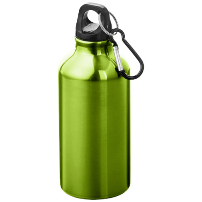 OREGON 400 ML RCS CERTIFIED RECYCLED ALUMINIUM METAL WATER BOTTLE with Carabiner in Apple Green