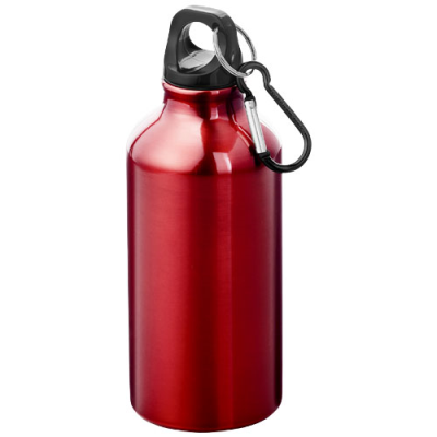 OREGON 400 ML RCS CERTIFIED RECYCLED ALUMINIUM METAL WATER BOTTLE with Carabiner in Red