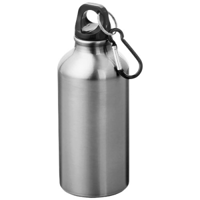 OREGON 400 ML RCS CERTIFIED RECYCLED ALUMINIUM METAL WATER BOTTLE with Carabiner in Silver