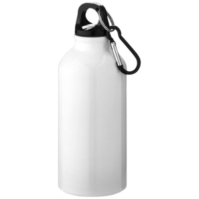 OREGON 400 ML RCS CERTIFIED RECYCLED ALUMINIUM METAL WATER BOTTLE with Carabiner in White