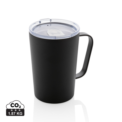 RCS RECYCLED STAINLESS STEEL METAL MODERN VACUUM MUG with Lid in Black