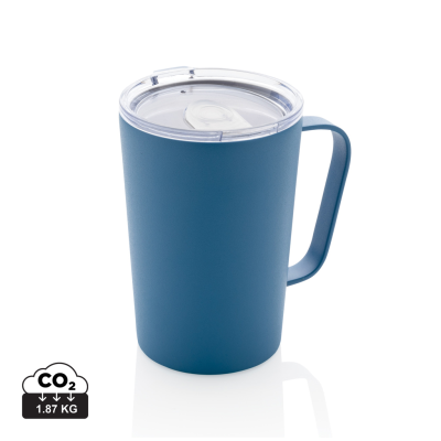 RCS RECYCLED STAINLESS STEEL METAL MODERN VACUUM MUG with Lid in Blue