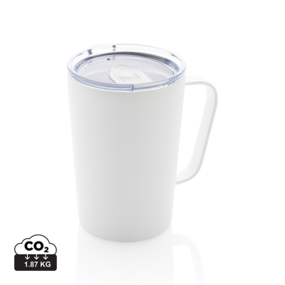 RCS RECYCLED STAINLESS STEEL METAL MODERN VACUUM MUG with Lid in White