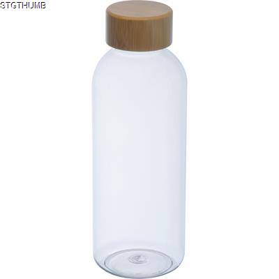 RPET BOTTLE with Bamboo Lid in Clear Transparent