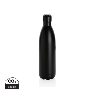 SOLID COLOUR VACUUM STAINLESS STEEL METAL BOTTLE 1L in Black