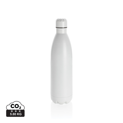 SOLID COLOUR VACUUM STAINLESS STEEL METAL BOTTLE 1L in White