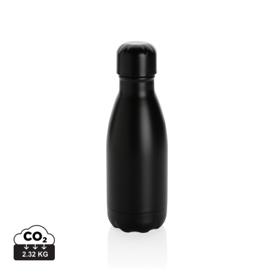 SOLID COLOUR VACUUM STAINLESS STEEL METAL BOTTLE 260ML in Black