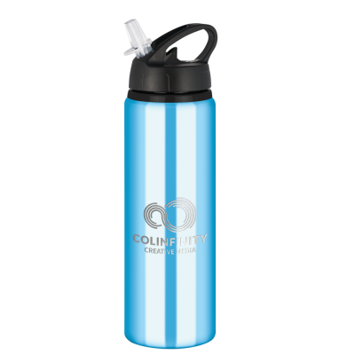 TIDE ALUMINIUM METAL WATER BOTTLE with Flip Sipper Lid - 750Ml Light Blue