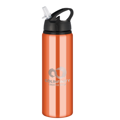 TIDE ALUMINIUM METAL WATER BOTTLE with Flip Sipper Lid - 750Ml Orange