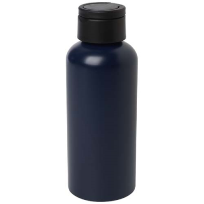 TRINITY 600 ML RCS CERTIFIED RECYCLED ALUMINIUM METAL WATER BOTTLE with RPET Lid in Navy Blue