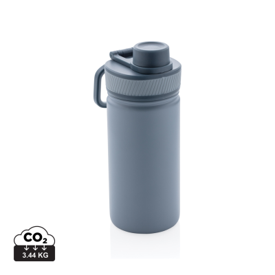 VACUUM STAINLESS STEEL METAL BOTTLE with Sports Lid 550Ml in Blue